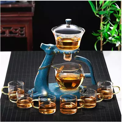 Aoheuo Kungfu Glass Tea Set Set With Heater Water Diversion Rotating Cover Bowl • $76.42