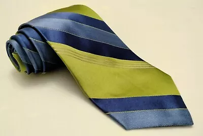 New Mens Merona Stripe Silk Tie Shades Of Blue & Green Striped 58  X 3-5/8  • $4.75