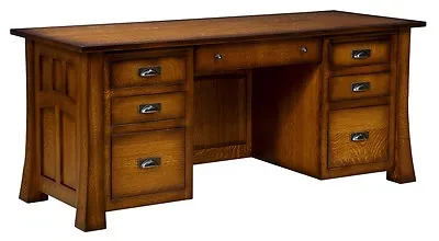 Amish Mission Craftsman Executive Computer Desk Solid Wood Home Office • $5999