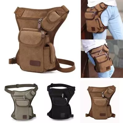 Men's Canvas Outdoor Tactical Ride Hip Fanny Pack Waist Thigh Drop Leg Bag BS • $19.38