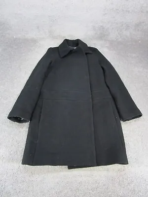 J.Crew Overcoat Womens 4 Black Stadium Cloth Nello Gori Snap • $58.49