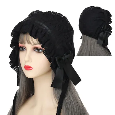 Lolita Lady Cap Maid Bonnet Court Lace Up Cap Cosplay Photo Headwear Adjustable • $18.99