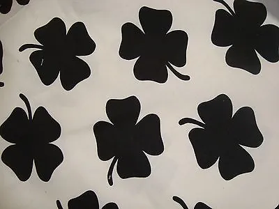 ONE Yd FOUST LUCKY 4 LEAF CLOVER FABRIC Quilt Cotton Black White 60 W X 36  BTY • $3.99