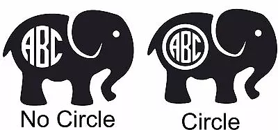 Custom Elephant Monogram Initials Personalized Vinly Decal U Choose Size & Color • $6.99