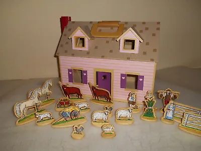 34 Pc MELISSA DOUG Fold & Go Wooden Dollhouse Furniture People Extras • $29