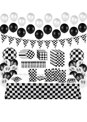 BeYumi 127Pack Race Car Checkered Party Supplies Decoration Kit • $13.58