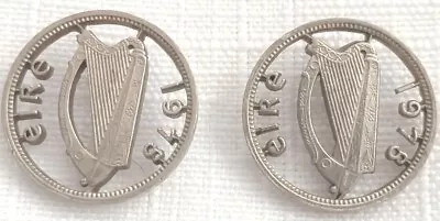 Vintage Irish Half Pence Earrings 1978 Cutaway Coins Unique Lucky Coins  • $20