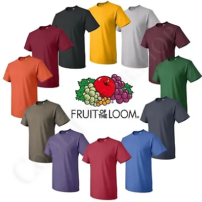 Fruit Of The Loom Men's HD Cotton Plain Crew Neck Short Sleeves T-Shirt 3931 • $7.99