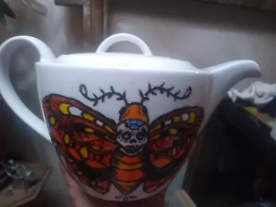 Marks Spencer M&S 8592 Vintage  Terrace Teapot 2 Pints Rare Design  Skull Moth  • £32