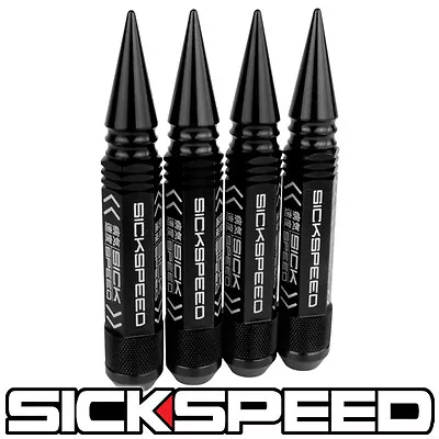 Sickspeed 4 Pc Black 5 1/2  Long Spiked Steel Locking Lug Nuts 12x1.5 L02 • $20.88