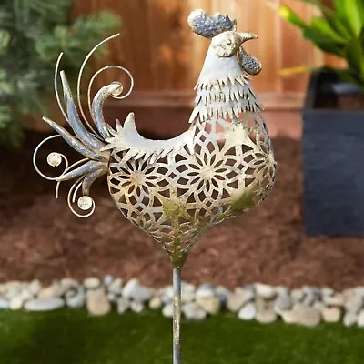 Vintage Style Metal Rooster Garden Stake Outdoor Yard Lawn Art Decor 35.5 H • $39.98