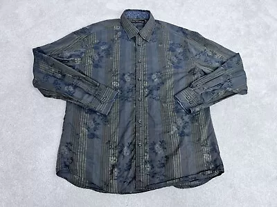 Malibu Cowboy Shirt Mens Extra Large Blue Button Up Floral Print • $19.99