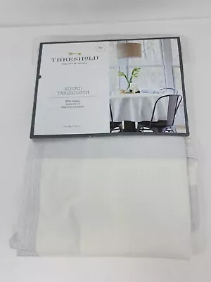 Threshold Tablecloth White Silver Metallic Plaid Circle Round Size 70  • $19.98