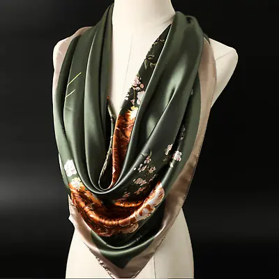 Large Square Silk Like Scarf Bandanna Satin Head Neck Scarf Wrap Shawl 35 X35  • $7.99