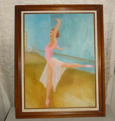 Vintage Ballerina Framed Oil Painting Signed • $49.99