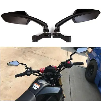 Black Motorcycle Rearview Side Mirrors For Honda Grom Kawasaki Suzuki Yamaha • $23.99