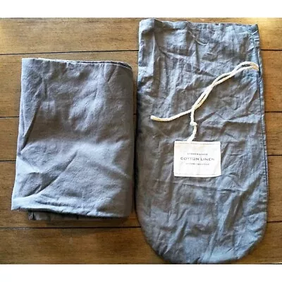 NEW Restoration Hardware Fog Gray Stonewashed Cotton Linen Twin Sheet FLAT SHEET • $85