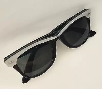 Vintage B&L Ray Ban USA Wayfarer Sunglasses Black W/ Grey Striped Frame Detail • $69.99