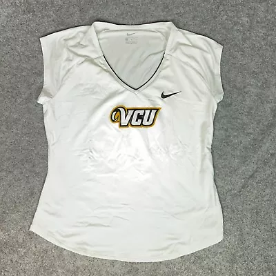 VCU Rams Womens Shirt Medium White Black Nike NCAA Basketball Dri Fit Top A1 • $18.98
