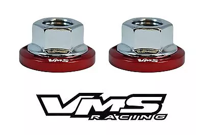 6 Vms Racing Strut Tower Dress Up Red Washers & Silver Flanged Nuts For Subaru • $39.95