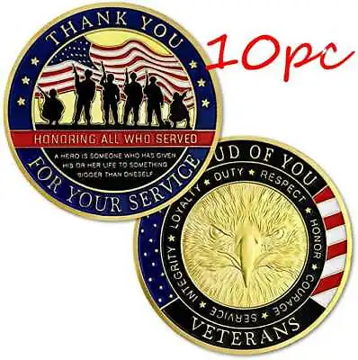 10PC Thank You For Your Service Military Gratitude Challenge Coins Veteran Coin • $18.99
