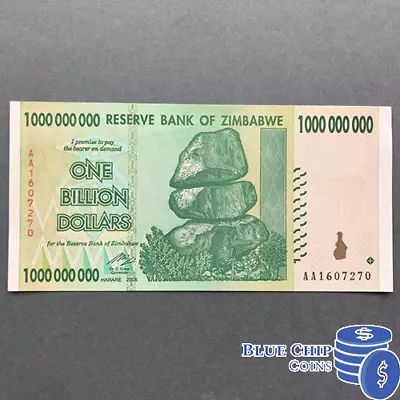 2008 Unc 1 Billion Dollar Reserve Bank Of Zimbabwe Currency Aa Banknote • $16.95