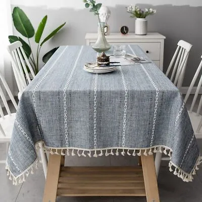 Linen Rectangular Tablecloth Coffee Desk Cover Table Decor Outdoor Table Clothes • £109.20