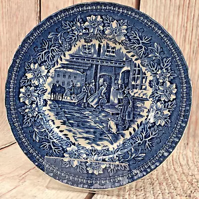 Royal Tudor Ware Coaching Taverns 1828 Blue & White 6.5” Side Sandwich Plate • £8.89