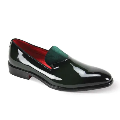 After Midnight Mens Green Patent PU Leather Slip On Dress Shoes 7009 • $89.99