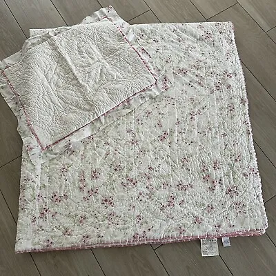 SIMPLY SHABBY CHIC Cherry Blossom Reversible Quilt Queen Floral Pink W/Sham • $99.99