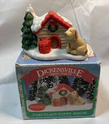 Dickensville NOMA Christmas Village Porcelain Puppy House Vintage 1991 Accessory • $24