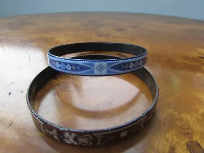 Vintage Michaela Frey 2 Enameled Bangles. 1 Blue And 1 Brown • £25