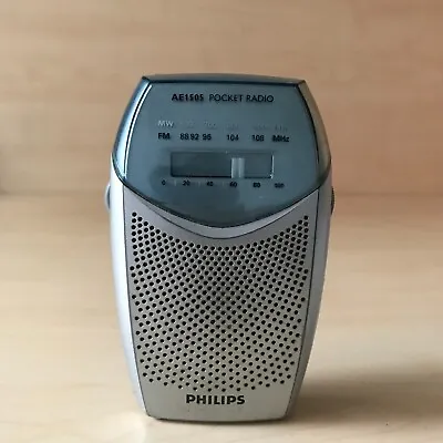 Vintage Philips AE1505 Pocket Radio FM Silver Tested And Working FREE Shipping • $38.84