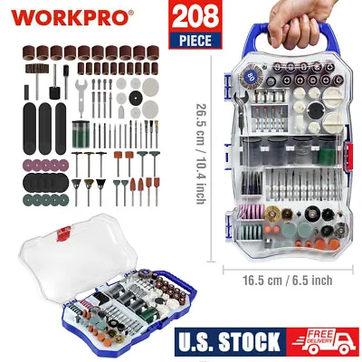 WORKPRO 208PCS Dremel Rotary Tool Accessories Kit Grinding Sanding Polishing Set • $29.99