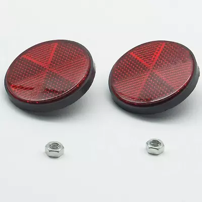 Pair Motorcycle Reflectors Red(2.2 Inch Dia) Good Reflection With Round Reflect • $15.85