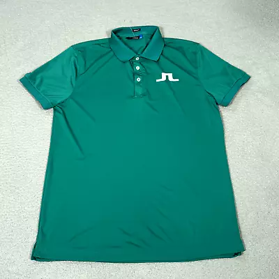 J. Lindeberg Polo Shirt Mens Large Regular Green Golf Performance Tee Logo Shirt • $44.99