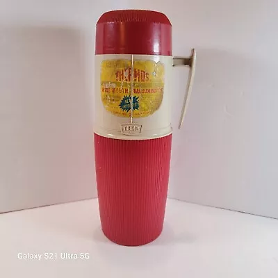 Thermos Brand Wide Mouth Red Vacuum Bottle Glass Lined Quart Size • $19.99