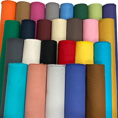 Plain Cotton Fabric Dress Craft Sheeting Lining Clothing Bags Material 60  Wide • £11.49