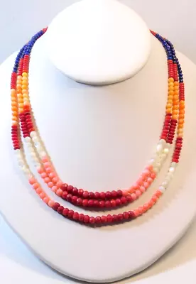 Jay King DTR Mine Finds Multicolor Gemstone Three Strand Bead Necklace • $23.50