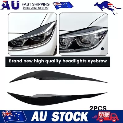 2Pcs F30 Headlight Cover Eyelid Gloss Black-Eyebrow For-BMW-F30 Saloon 2012-2018 • $34.99
