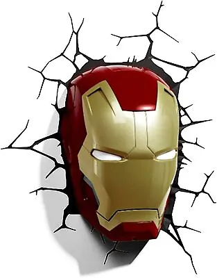 Marvel Avengers Iron Man 3D Mask FX Led Wall Light Sticker Hang Decoration Gift • £14.99