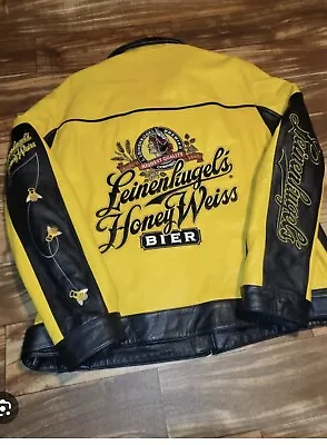 Vintage RARE Leinenkugel Honey Weiss Bier Leather Beer Promo Jacket Coat Size XL • $199.99