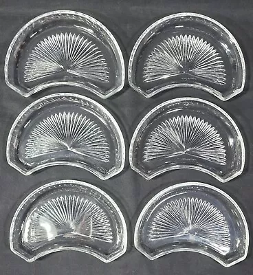 $135 • Buy Vintage Val St Lambert Clear Crescent Salad Plate Side Dishes SET Of 6 SIGNED