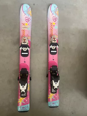80 Cm Rossignol Fun Girl Girl's Junior Skis Bindings + Sz 15.5/16.5 Boots • $89.99