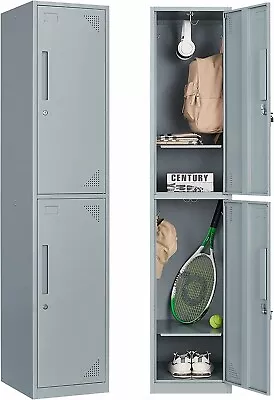 Metal Locker Steel Storage Cabinet With 2 Doors For Office School Gym Employees • $89.99