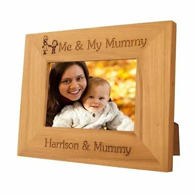 Engraved Me And My Mummy Oak Frame: Son Personalised Mummy Christmas Photo Frame • £24.99