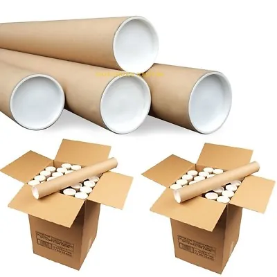 £125.95 • Buy Cardboard Postal Tubes+Plastic End Caps Strong  A4 A3 A2 A1 A0 50mm 2  76mm 3 