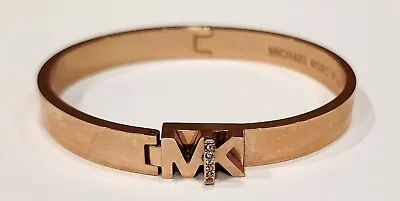 Michael Kors Rose Gold Stainless MK Logo Turnlock Bangle Bracelet MKJ7699 • $38