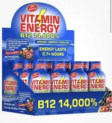 (12 Pack) Vitamin Energy B12 14000% Acai Pomegranate 7+ Hrs. Energy Shots • $25