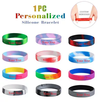 Custom Silicone Wristbands Personalize Name Logo Rubber Bracelets Gifts Events  • £9.59